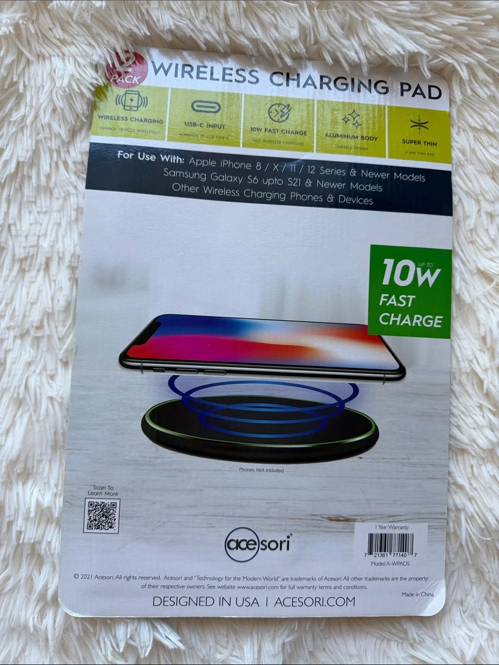 Black Wireless Pad Slim 2-Pack — 10W Fast Charge